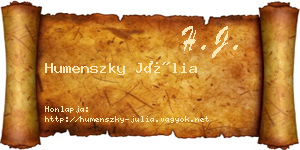 Humenszky Júlia névjegykártya